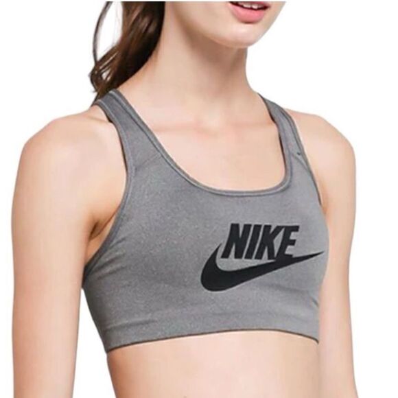 NWT Women’s Small Nike Dri-Fit Racerback Sports Bra Comfort Quick Dry Grey/Black - Picture 10 of 10